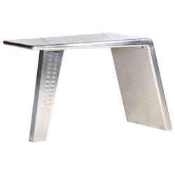 Helloshop26 - Bureau table poste de travail meuble d'ordinateur informatique étude style avion argenté 112 x 50 x 76 cm Métal argent 02_0023970 - 3_0