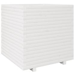 Helloshop26 - Jardinière bac lit surélevé plantes fleurs terrasse jardin 70 x 70 x 72,5 cm bois de pin massif blanc 02_0037842 - 3000217635597_0