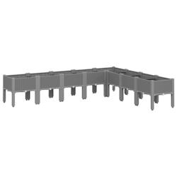 Helloshop26 - Jardinière bac lit surélevé plantes fleurs terrasse jardin avec pieds clair 200 x 160 x 42 cm PP gris 02_0038175 - 3000214115436_0