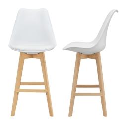 Helloshop26 - Lot de 2 tabourets siège de bar avec dossier rembourré plastique synthétique hêtre105 blanc 03_0002777 - 3000334499782_0