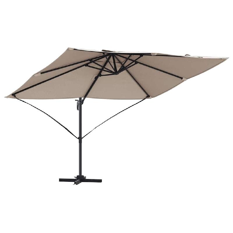 Helloshop26 - Parasol cantilever design moderne 351 x 250 x 260 cm avec protection UV et système rotatif en polyester taupe 02_0058718 - aluminium 30_0