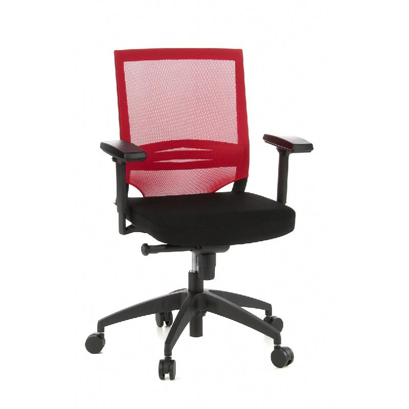 Hjh OFFICE Siège de bureau / Fauteuil de direction PORTO BASE, assise tissu / dossier maille noir / rouge - noir polyester 657233_0