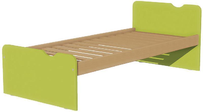 LIT TÊTE ET PIED DÉCO SOMMIER À LATTES 90X200 CM IDENTITÉ ARGENT/VERT - MANUTAN COLLECTIVITÉS