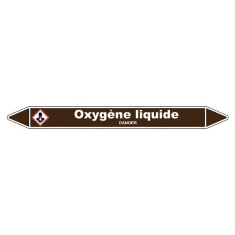 LOT DE 5 - MARQUEUR TUYAUTERIE - OXYGÈNE LIQUIDE - VINYLE LAMINÉ -NFX 08-105 450 X 52 MM