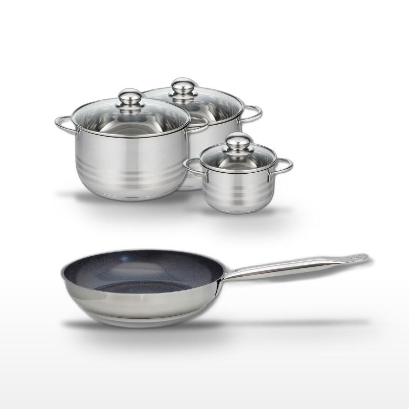 Lot Poêle 28cm & 3 Faitouts 14/20/24cm Elo Profi Therm Platinum - gris inox 3176239989304_0