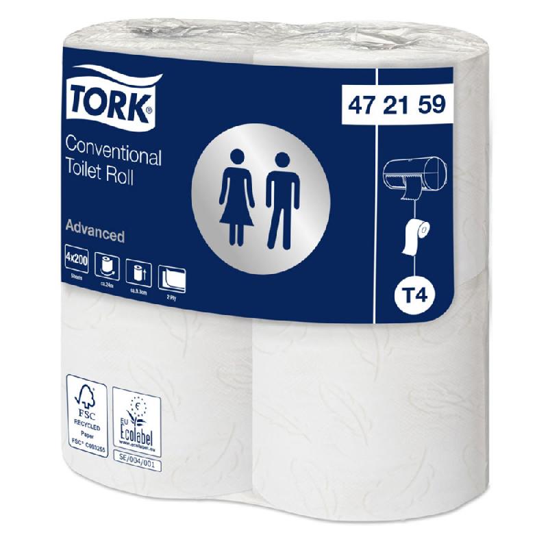 PAPIER TOILETTE DOUBLE EPAISSEUR TORK ADVANCED T4  - 472159 - 48 ROULEAUX