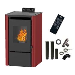 Poêle à granulés air Anita 7,6 kW Bordeaux Sannover + Kit Raccordement Fumisterie - ANITA76Bord_KitCheminee_0