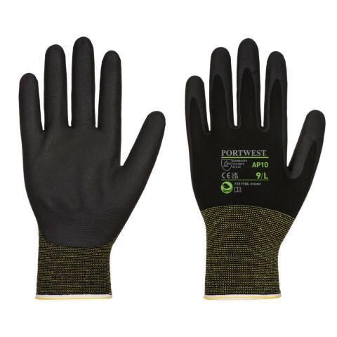 PORTWEST AP10 NPR15 GANTS BAMBOU MOUSSE DE NITRILE - NOIR - LOT DE 12 PAIRES - TAILLE S