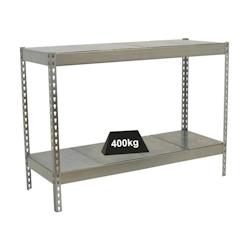 PROREGAL Étagère pour charges lourdes MINI METAL YETI TWO | HxLxP 90x150x45cm | Charge du compartiment 400kg | Galvanisé - gris métal PR_RS145-15_0
