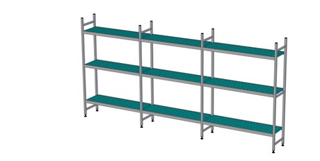 RAYONNAGE À CLAYETTES EN LIGNE LONGUEUR DE COMPOSITION 3X1651 MM EA-0039
