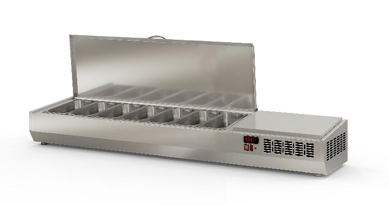 Saladette à ingrédients professionnelle inox 7 bacs gn 1/3 avec couvercle inox - EI180-T-1/3_0