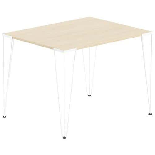 TABLE RÉUNION LORI 120 X 70 CM PLATEAU CHÊNE CLAIR PIED BLANC - MBA