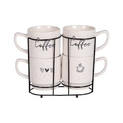 Tour de 4 mugs Sweet coffee 39 cl -  Blanc Rond Porcelaine Table Passion 13.5x9.5 cm - blanc porcelaine 3106232313332_0