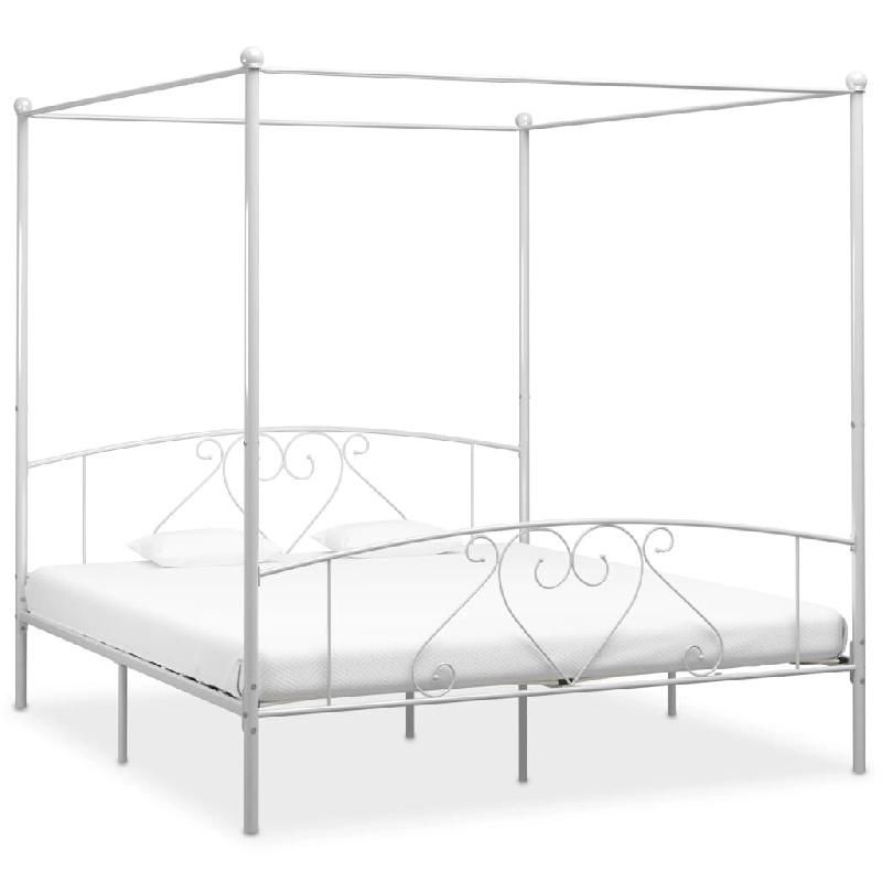 VidaXL Cadre de lit sans matelas avec baldaquin blanc 180x200 cm métal Modèle Permoniax - 284431_0