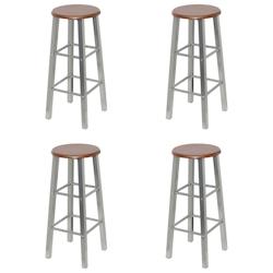VidaXL Tabourets De Bar Lot De 4 Argenté Et Marron Mdf - 277174_0