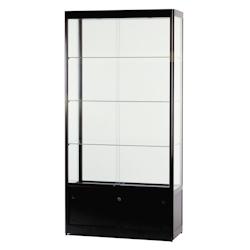 Vitrine noire éclairée SARAZINO avec rangement - 100x40x200cm - Verre trempé, aluminium anodisé noir, LED_0