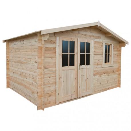 3366 - Abri de jardin en bois massif brut 12m² PLUS - Madriers 28mm Gardy Shelter avec fenêtre en façade_0