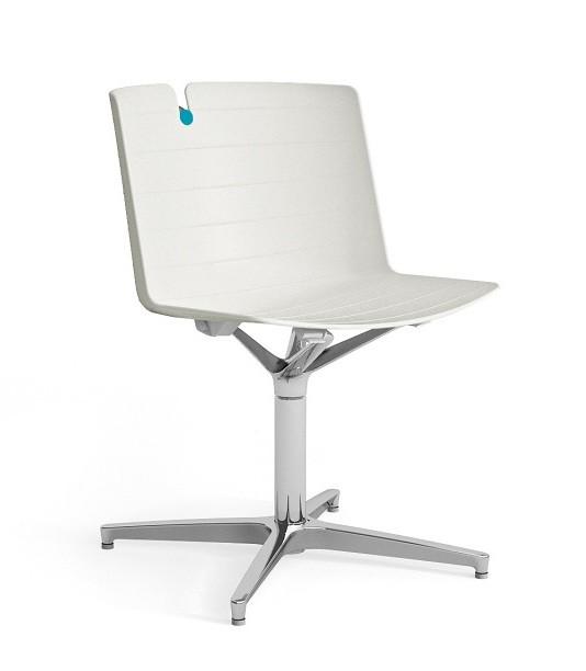 Chaise de conférence Mork avec pied chromé. - Ivoire_1