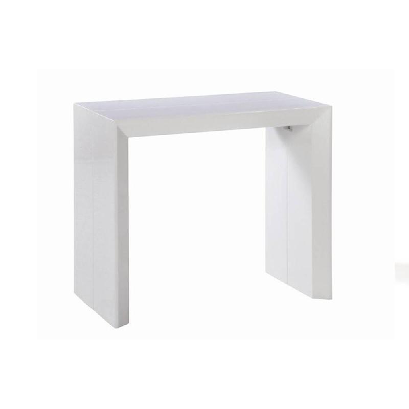 CONSOLE EXTENSIBLE EN TABLE REPAS EXTENSO DELUXE BLANC BRILLANT, 12 COUVERTS.