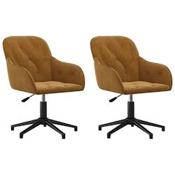 Décoshop26 - Lot de 2 chaises de salle à manger siège pivotant hauteur réglable en velours marron DEC025276 - marron 3000255166954_0