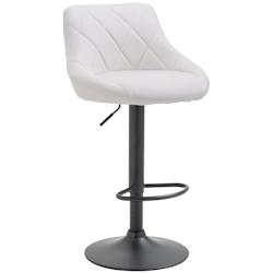 Décoshop26 - Tabouret de bar en synthétique blanc pivotant avec repose-pieds métal noir coutures décoratives TDB10588 - blanc 3000413069608_0