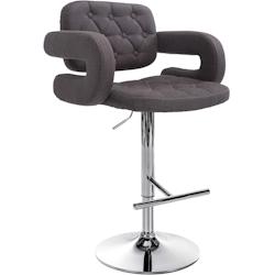 Décoshop26 - Tabouret de bar x1 avec repose-pied et accoudoirs capitonné en tissu gris foncé support en métal chromé 10_0004793 - gris 3000252294735_0