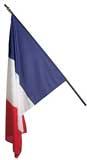 Drapeau français - tissu ourlé 4 côtés - hampe en bois gainée bleu_0