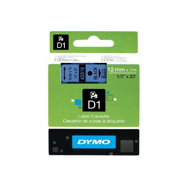 DYMO RUBAN TITREUSE DYMO D1 - ÉCRITURE NOIR / FOND BLEU - 12 MM X 7 M - MODÈLE S0720560