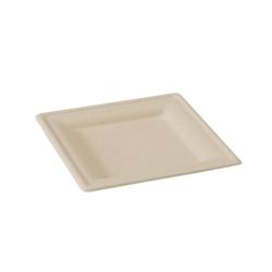 ECOLOMIQUE - 25 Pcs - Assiette carrée brune en pulpe - 200x200 mm, éco-responsable - ECO210APU2020BRF - marron Bagasse ECO210APU2020BRF_0