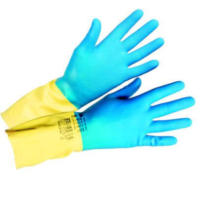 Gants protection chimique Mapa Alto 405 Activated bleu/jaune taille 7, lot de 10 paires_0