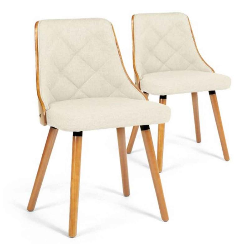 Lot de 2 chaises design Vence 79cm - Chêne & Beige - Paris Prix_0