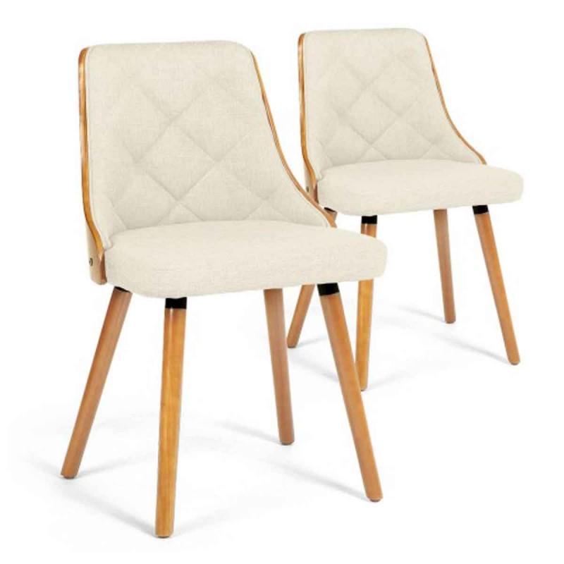 LOT DE 2 CHAISES DESIGN VENCE 79CM CHÊNE & BEIGE - PARIS PRIX_0