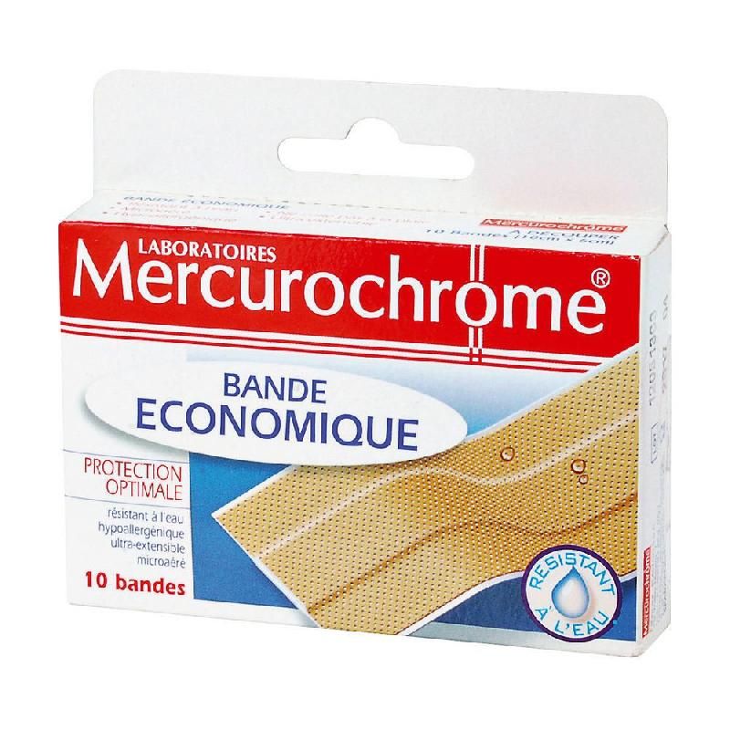 PANSEMENT MERCUROCHROME - BANDES À DÉCOUPER - ECO - 10 CM X 6 CM - BOITE DE 10 BANDES (PRIX À L'UNITÉ)