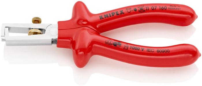 Pince à dénuder 160 mm VDE chromé - isolée 1000 V avec ressort d'ouverture - KNIPEX_0