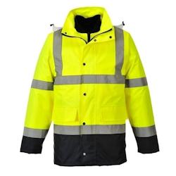 Portwest - Parka de travail bicolore contrastée 4 en 1 TRAFIC HV Jaune / Bleu Marine Taille M - M jaune 5036108248223_0