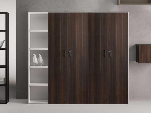 Armoire haute About Office avec portes battantes - poignées et serrure - Bois mélaminé - L90 P45 H210/251 cm_0