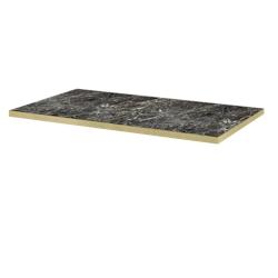 Restootab - Plateau 160x80 decor marbre noir brillant chants laiton - noir Bois manufacturé 3760371516117_0