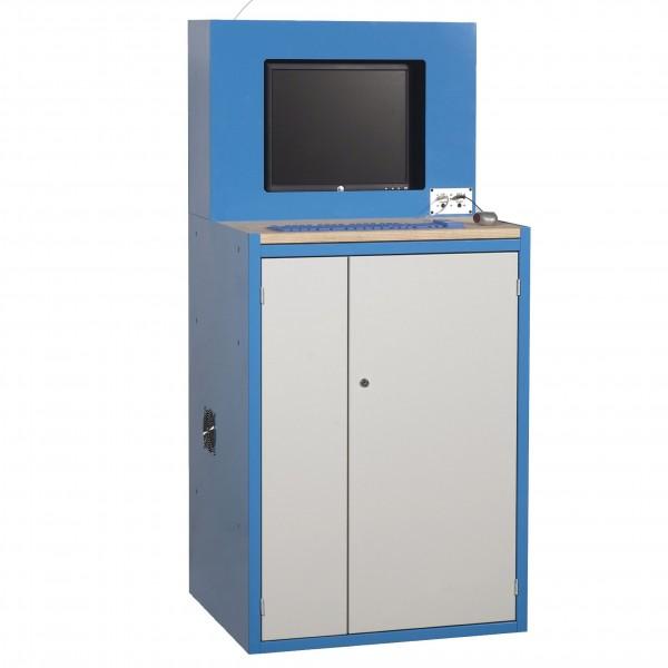 Armoire informatique spéciale écran plat - vitre de protection, coffre compartimenté et ventilation intégrée - Marque Rolléco_0