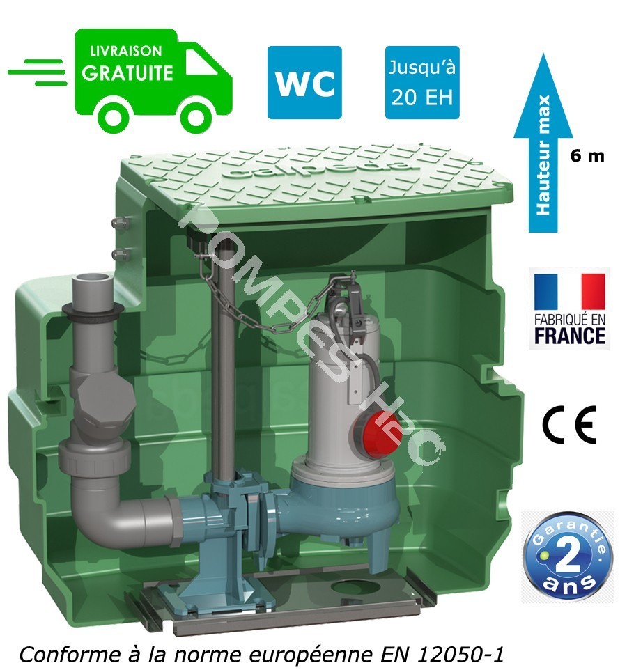 Cal230 gqvm 50-8-pa - stations de relevage collectives eaux chargées - l800 x l600 x h710 - 230v/0.55kw_0