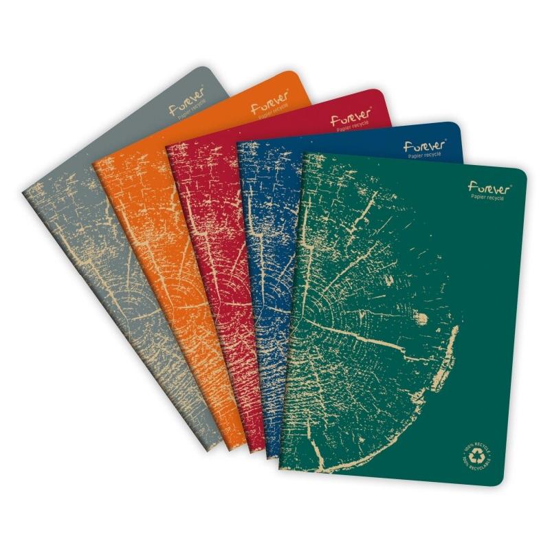 Calligraphe Lot de 5 Cahier Forever Premium A4, 96p./48 feuilles 90 g/m² piquées, quadrillé 5x5, coloris assortis (5) - 3210330684628_0