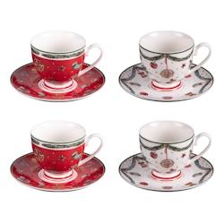 Coffret de 4 tasses et sous tasses à thé Bells 18 cl -  Décoré Rond Porcelaine Table Passion 11.5x8.5 cm - multicolore porcelaine 3106232960727_0