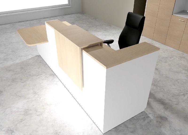 Comptoir d'accueil bi-colore avec PMR Delta et réhausse - Gauche, Blanc, Oui, 262, Chêne moyen_0