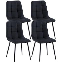 Décoshop26 - Lot de 4 chaises de salle à manger en tissu noir pieds métal noir design moderne et confortable CDS10416 - noir 3002483932691_0