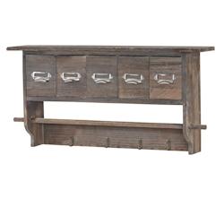 Décoshop26 - Porte-manteau mural vintage 5 tiroirs avec 4 crochets 32 x 65 x 13 cm marron 04_0008168 - marron 3000262477005_0