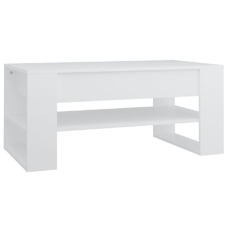 Décoshop26 - Table basse de salon avec étagère design moderne 102 x 55 x 45 cm bois d'ingénierie blanc DEC037834 - blanc Bois massif 3000263490607_0