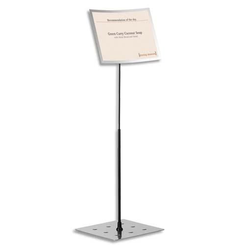 Durable stand duraview a3 portrait ou paysage sur pied - hauteur max : 130 cm - argent métallisé_0