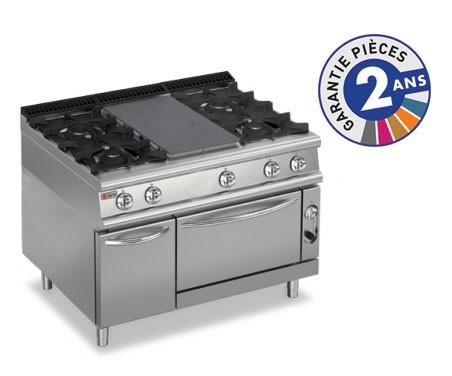 Fourneau BARON - 4 feux vifs gaz + 1/2 plaque coup de feu - Four gaz et placard neutre - Gamme 900 - 90TPMFG121_0