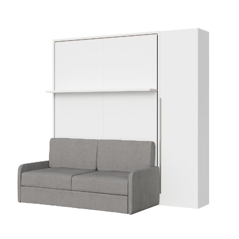 Itamoby Versia Sofà 160 Lit Double Escamotable Vertical Avec Canapé, Étagère Et Armoire Avec 1 Porte À Droite Blanc - blanc 8050598909027_0