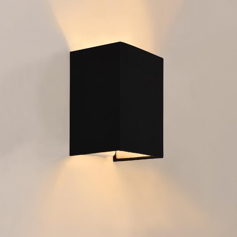Lampe murale applique angulaire E27 - 60 watts - abat-jour en linge noir - 20 cm - 03_0002527_0