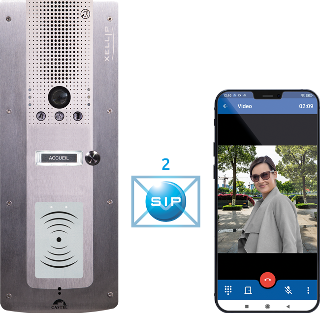 Pack d'interphonie IP à 1 bouton d'appel conforme loi Handicap avec lecteur Mifare et réception sur smartphone - SIP XE V1B MI/C_0